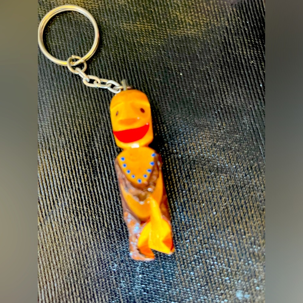 2 vintage wood key chains